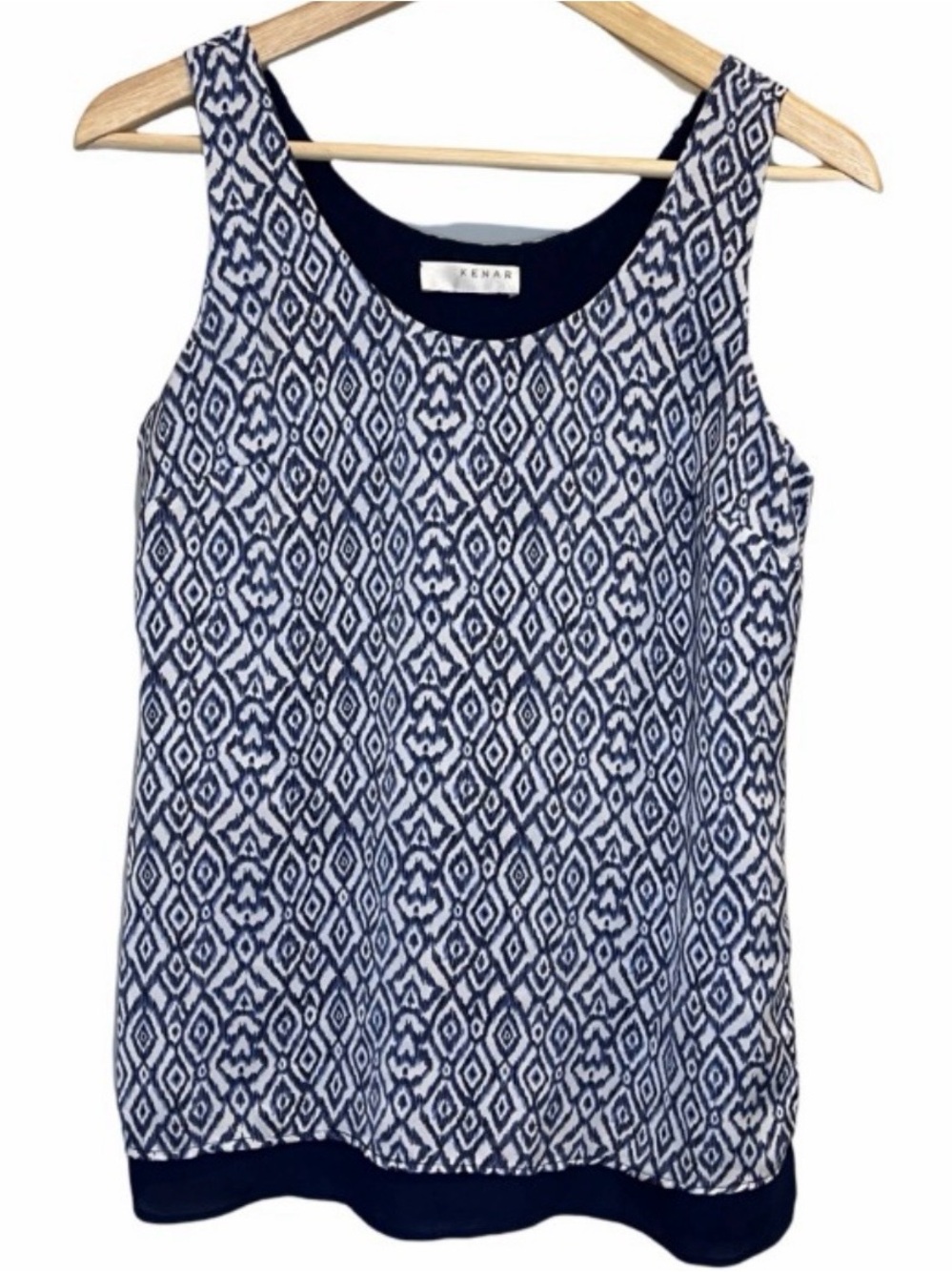 Kenar  Woman navy Knit top with Multicolor Stitch 
Size S